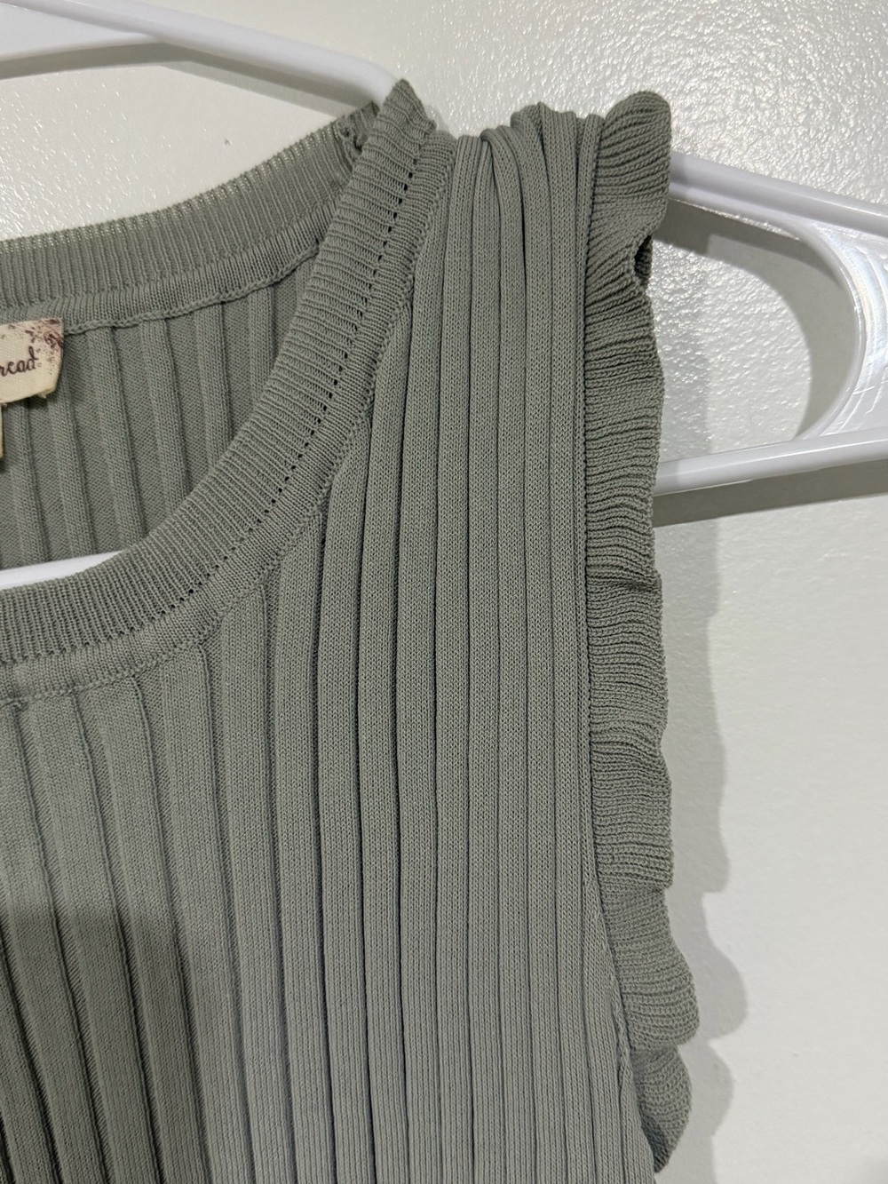 Hem & Thread Sage Ribbed Ruffle Tank Top - Picture 3 of 4